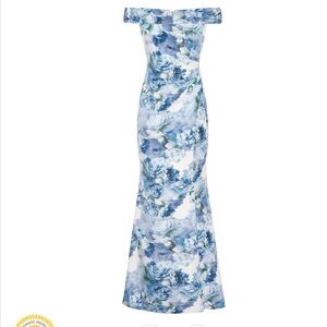 Adrianna Papell Floral Metalic Gown